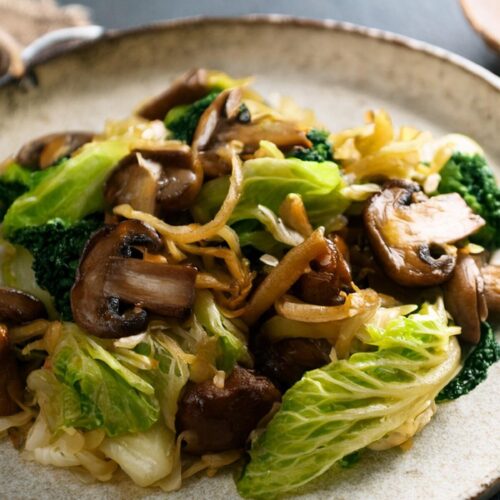 Vegan Cabbage and Mushroom Stir-Fry