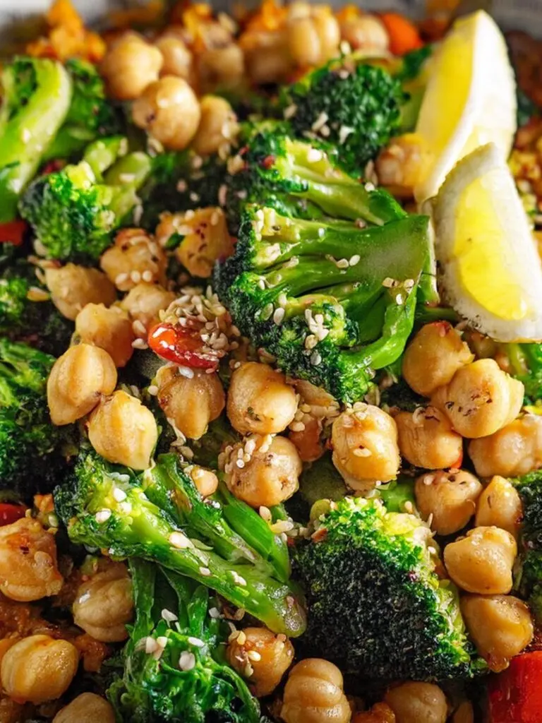 Garlic Broccoli Stir Fry with Chickpeas