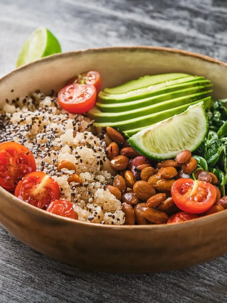 Quinoa Breakfast Bowl with Spinach and Black Beans