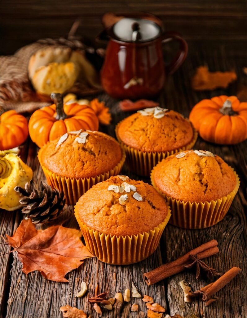 freshly baked vegan pumpkin muffins. 