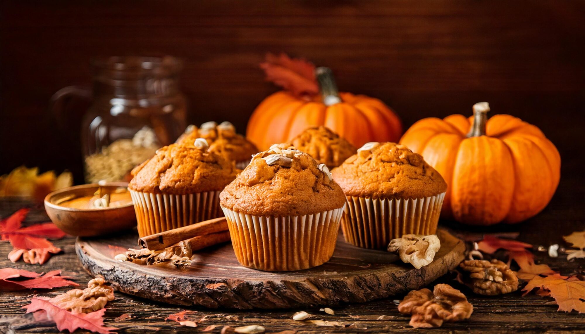 freshly baked vegan pumpkin muffins. The muffins