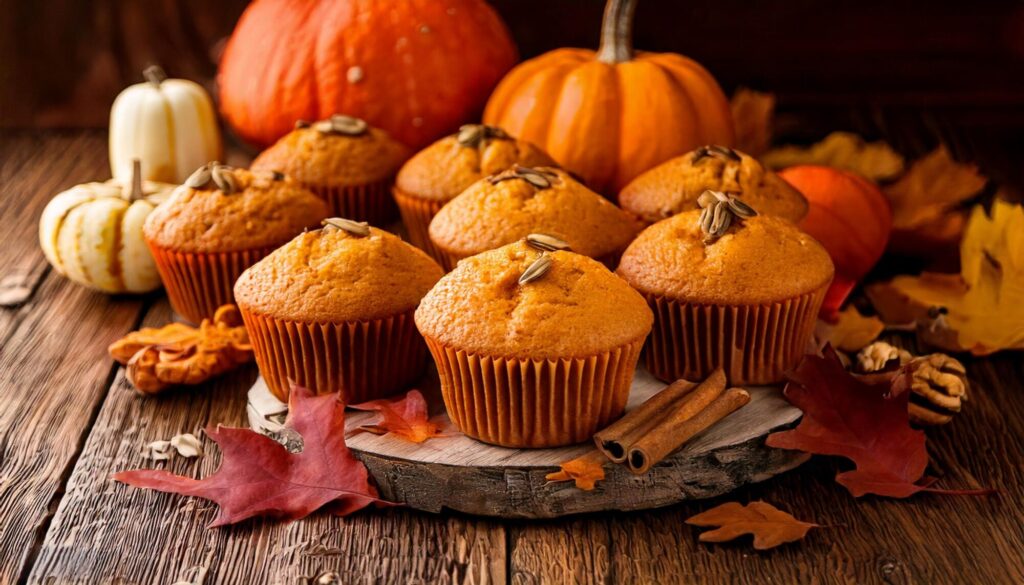 freshly baked vegan pumpkin muffins.